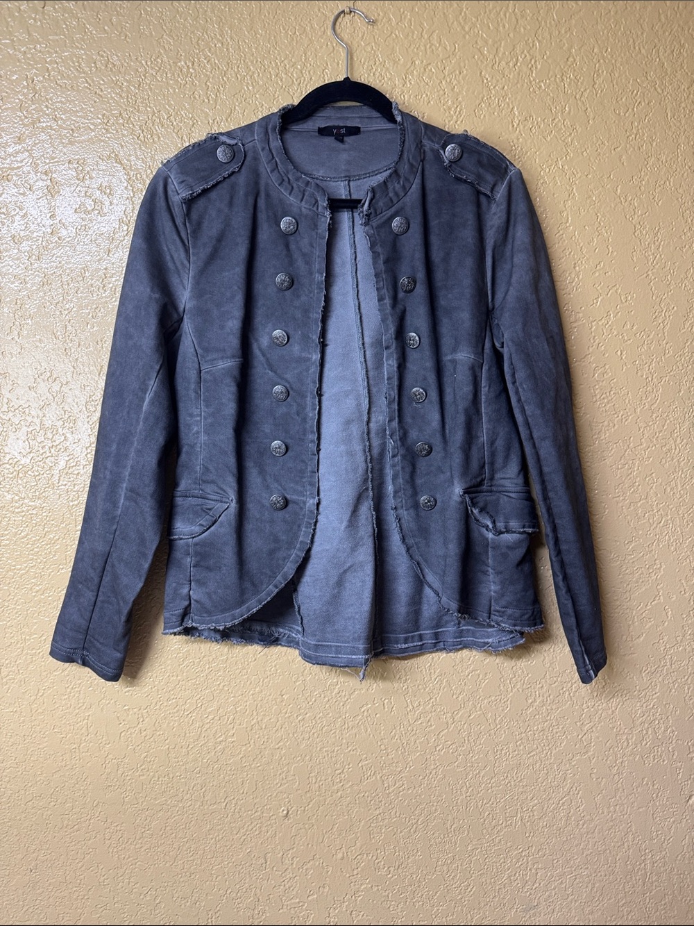 Women's Washed Charcoal Military-Style Blazer